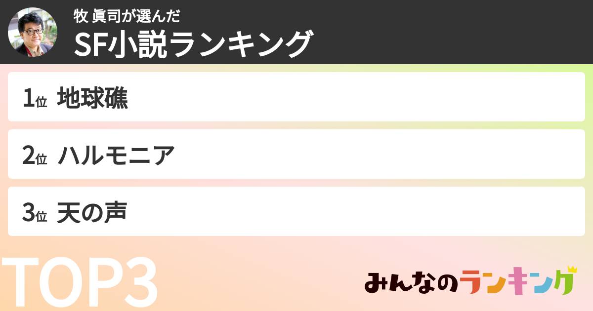 牧 眞司さんの「SF小説ランキング」
