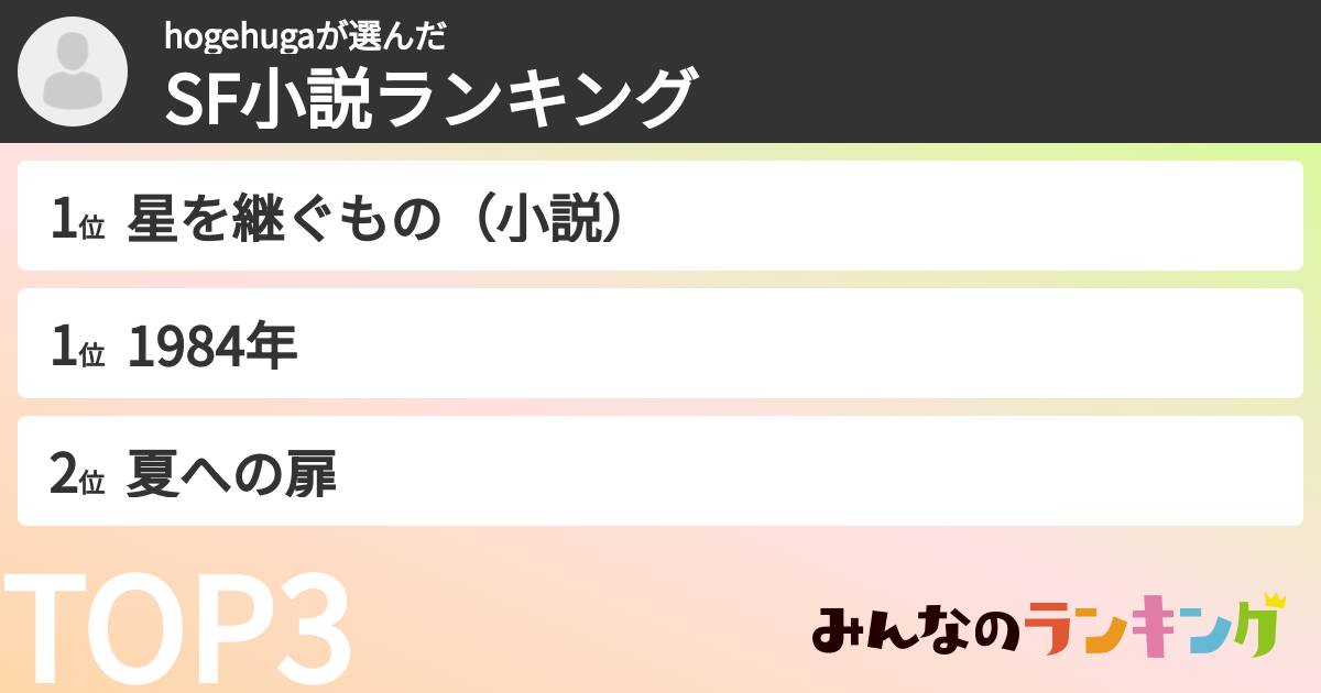 hogehugaさんの「SF小説ランキング」