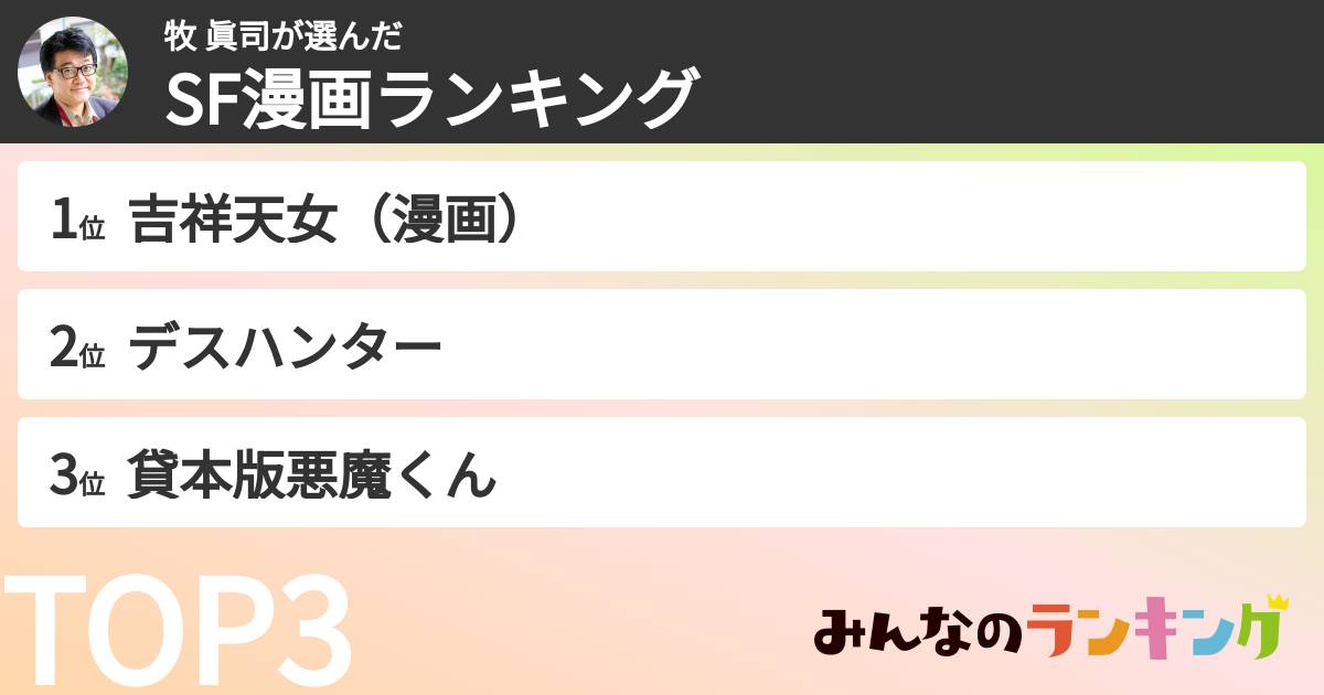 牧 眞司さんの「SF漫画ランキング」