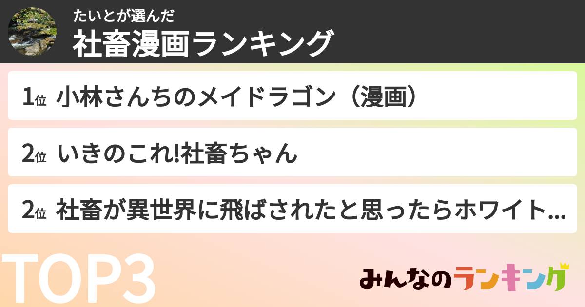 たいとさんの「社畜漫画ランキング」