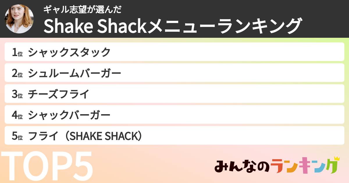 ギャル志望さんの「Shake Shackメニューランキング」