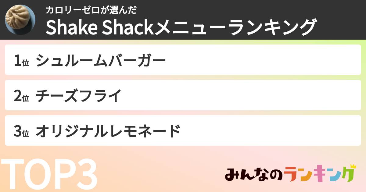 カロリーゼロさんの「Shake Shackメニューランキング」