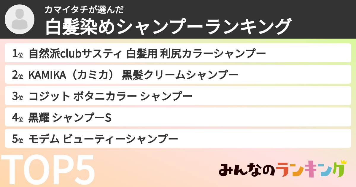 カマイタチさんの「白髪染めシャンプーランキング」