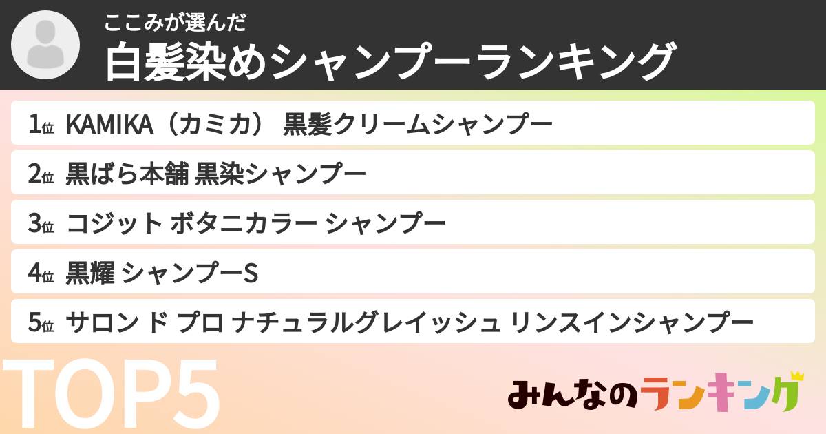 ここみさんの「白髪染めシャンプーランキング」