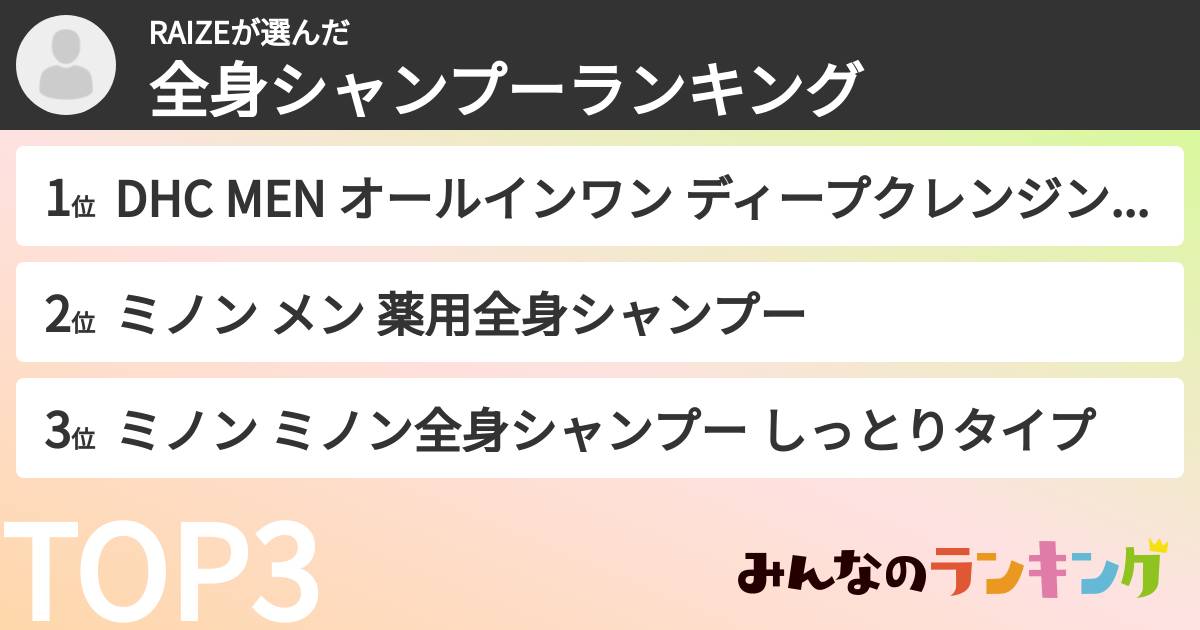 RAIZEさんの「全身シャンプーランキング」