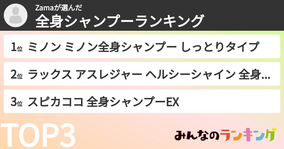 Zamaさんの「全身シャンプーランキング」