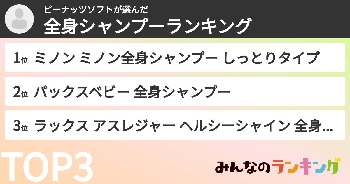 ピーナッツソフトさんの「全身シャンプーランキング」