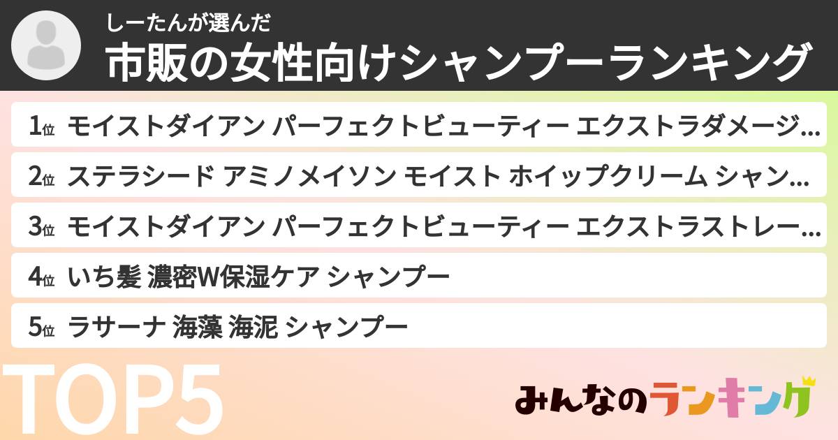 しーたんさんの「市販の女性向けシャンプーランキング」