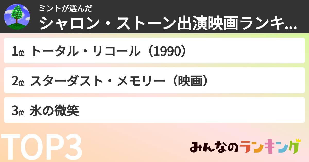 ミントさんの「シャロン・ストーン出演映画ランキング」
