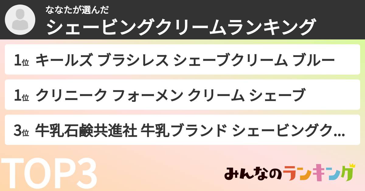 ななたさんの「シェービングクリームランキング」