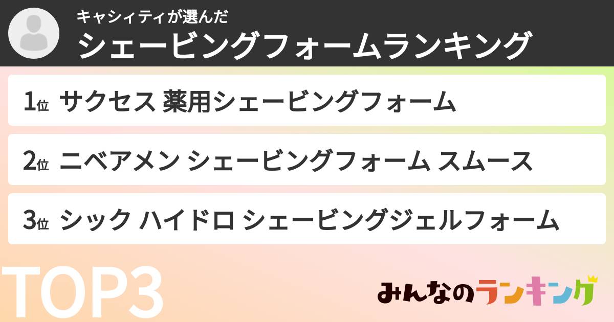 キャシィティさんの「シェービングフォームランキング」