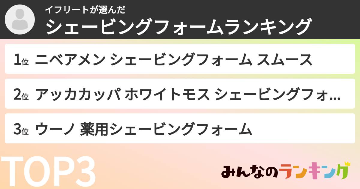 イフリートさんの「シェービングフォームランキング」