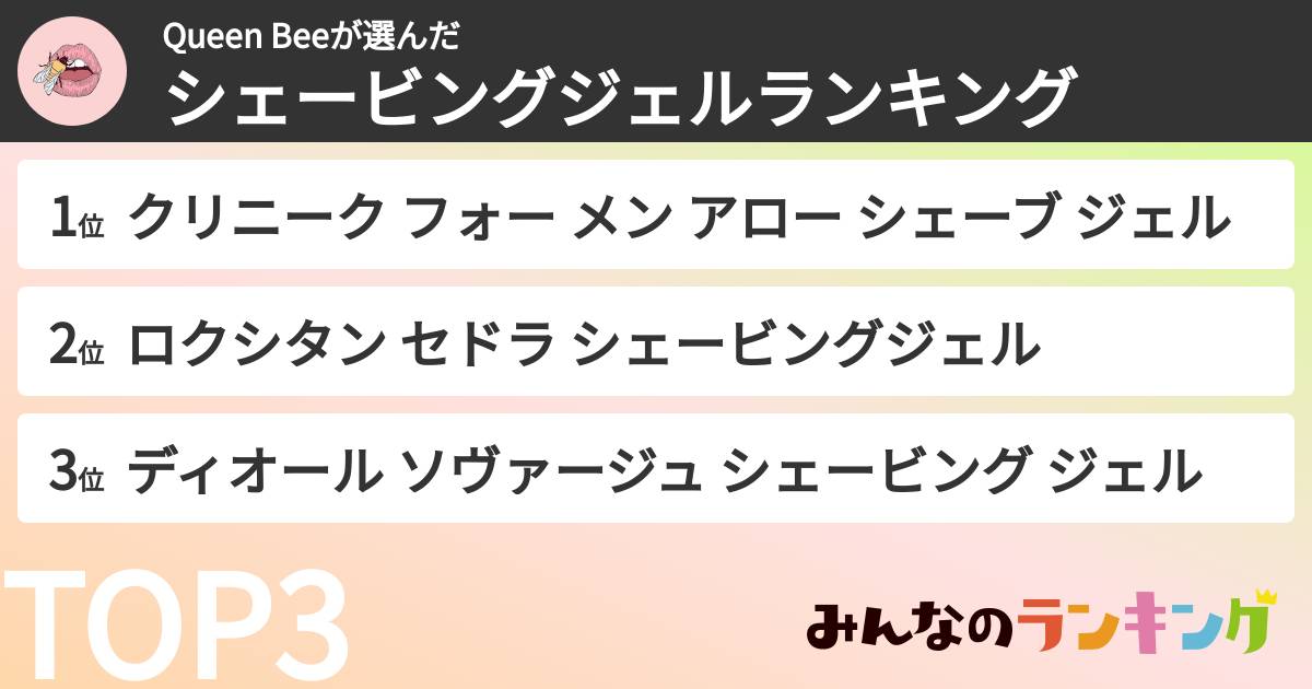 Queen Beeさんの「シェービングジェルランキング」