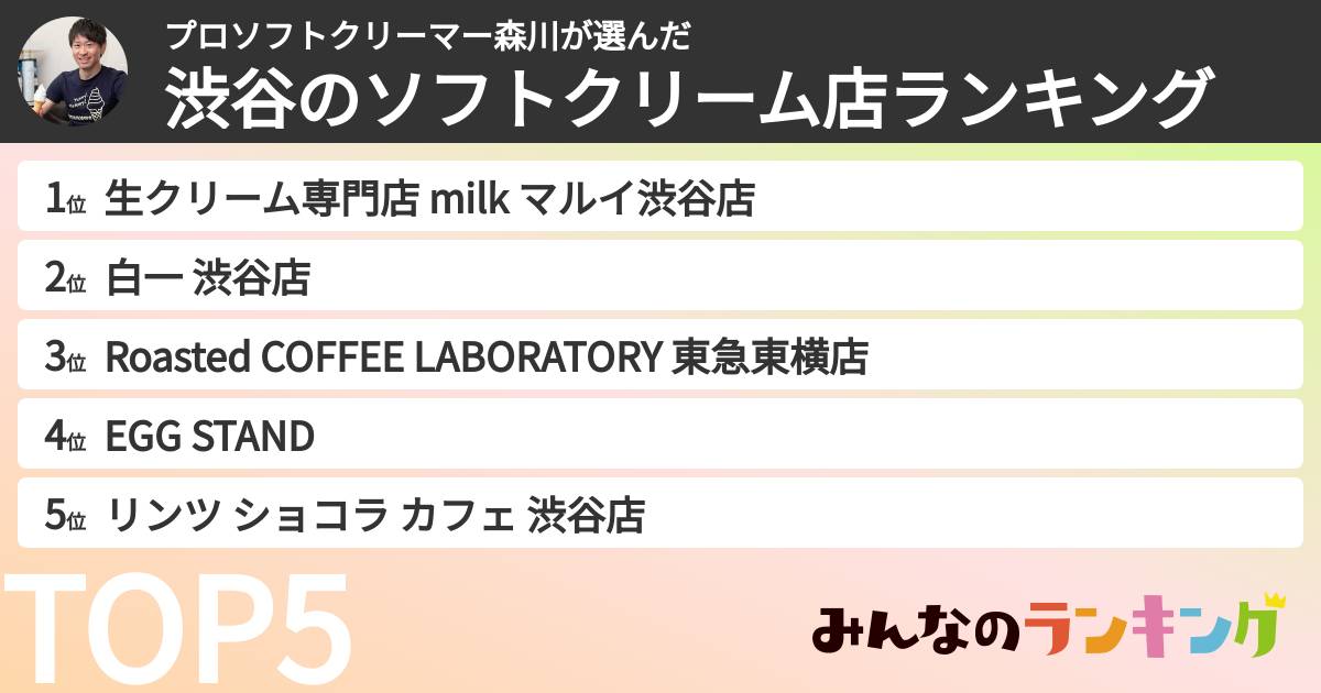 プロソフトクリーマー森川さんの「渋谷のソフトクリーム店ランキング」