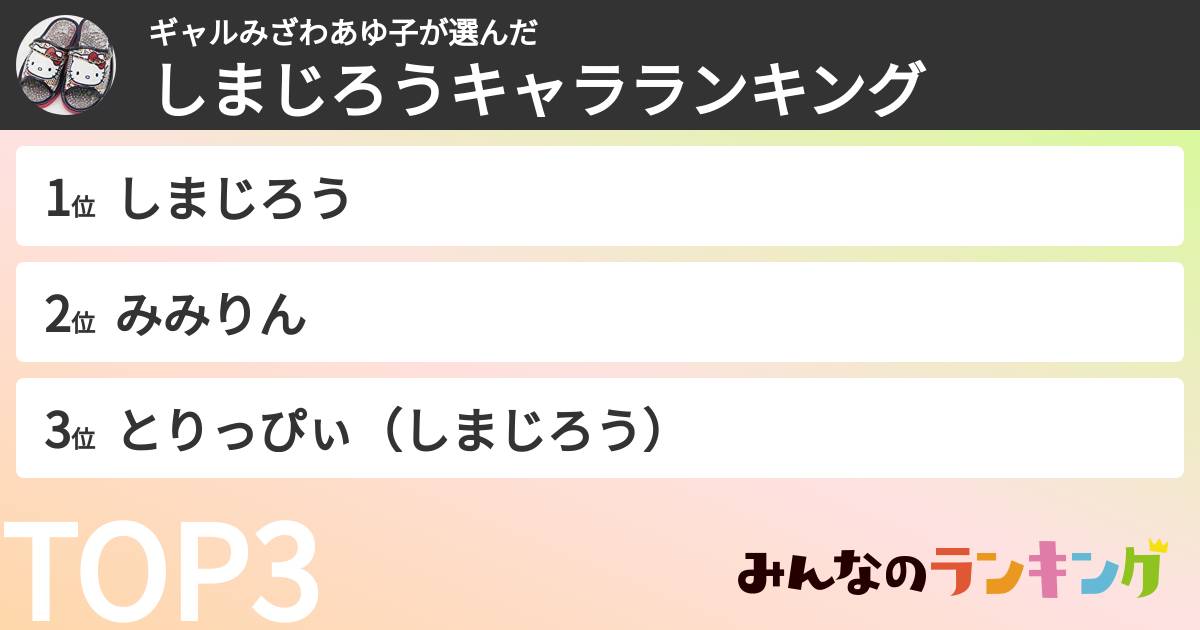 ギャルみざわあゆ子さんの「しまじろうキャラランキング」