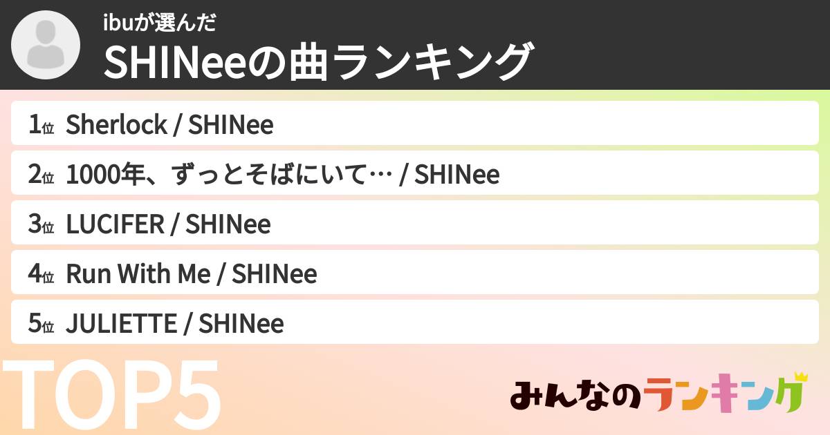 ibuさんの「SHINeeの曲ランキング」