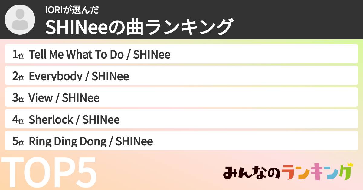 IORIさんの「SHINeeの曲ランキング」