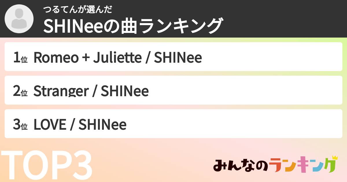 つるてんさんの「SHINeeの曲ランキング」