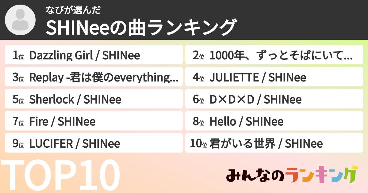 なびさんの「SHINeeの曲ランキング」