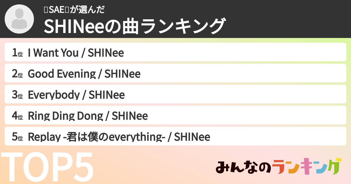🍪SAE🍪さんの「SHINeeの曲ランキング」