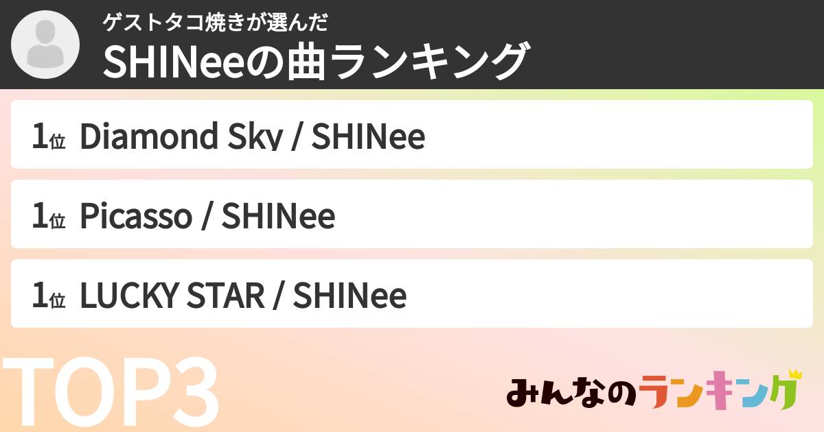 ゲストタコ焼きさんの「SHINeeの曲ランキング」