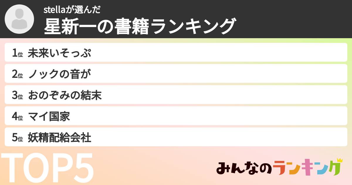 stellaさんの「星新一の書籍ランキング」