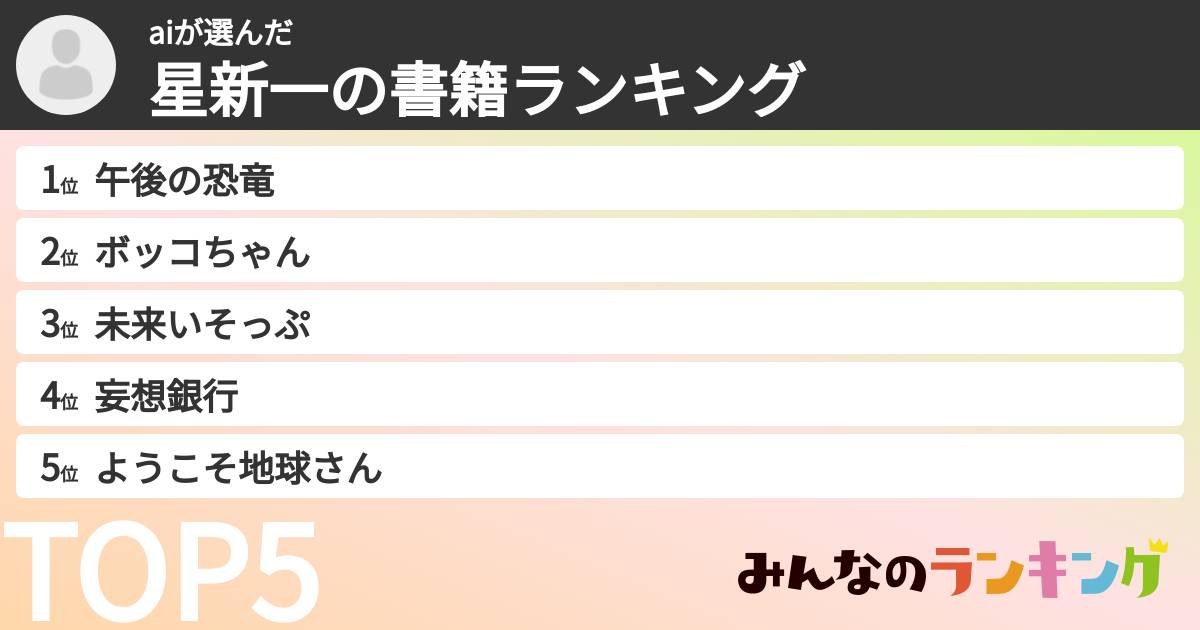 aiさんの「星新一の書籍ランキング」