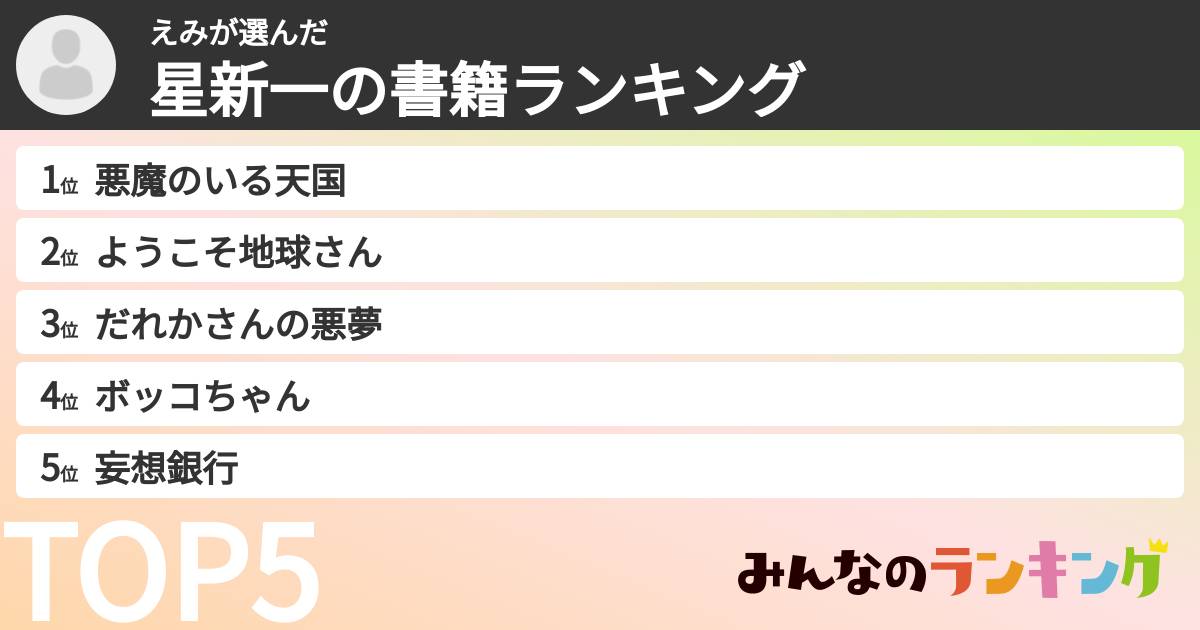 えみさんの「星新一の書籍ランキング」
