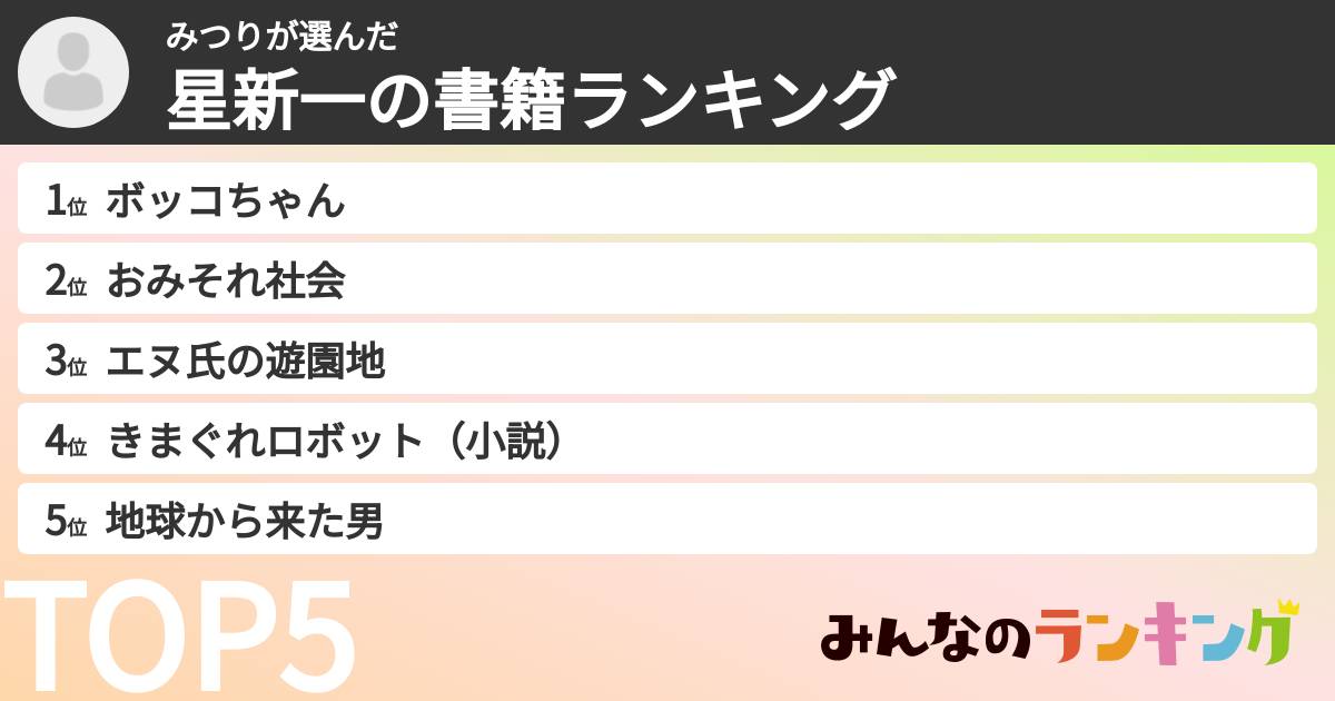 みつりさんの「星新一の書籍ランキング」