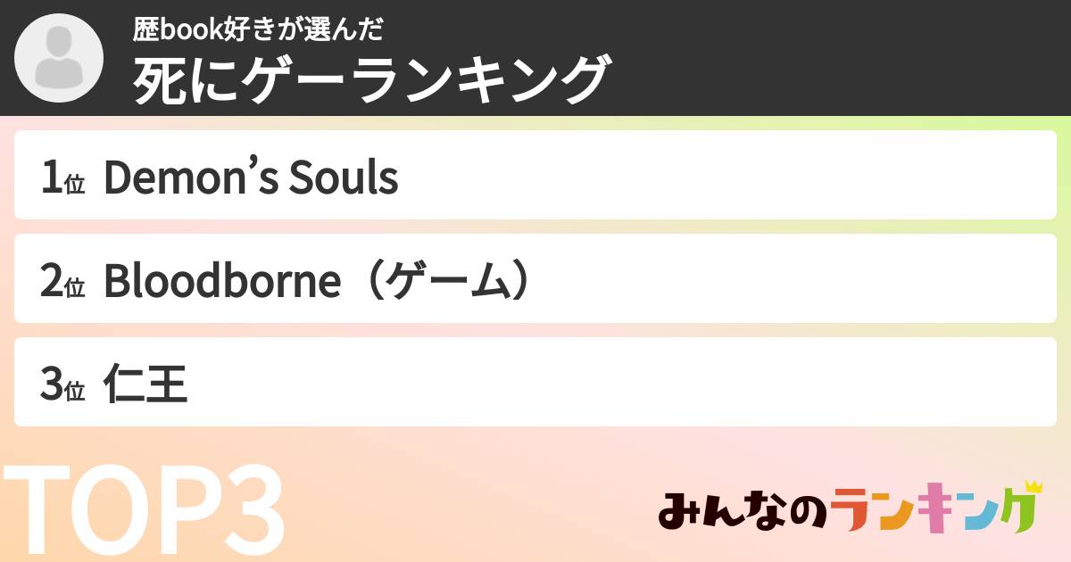 歴book好きさんの「死にゲーランキング」