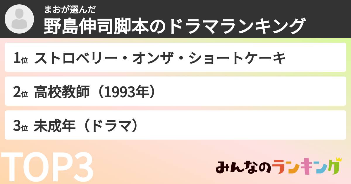 まおさんの「野島伸司脚本のドラマランキング」