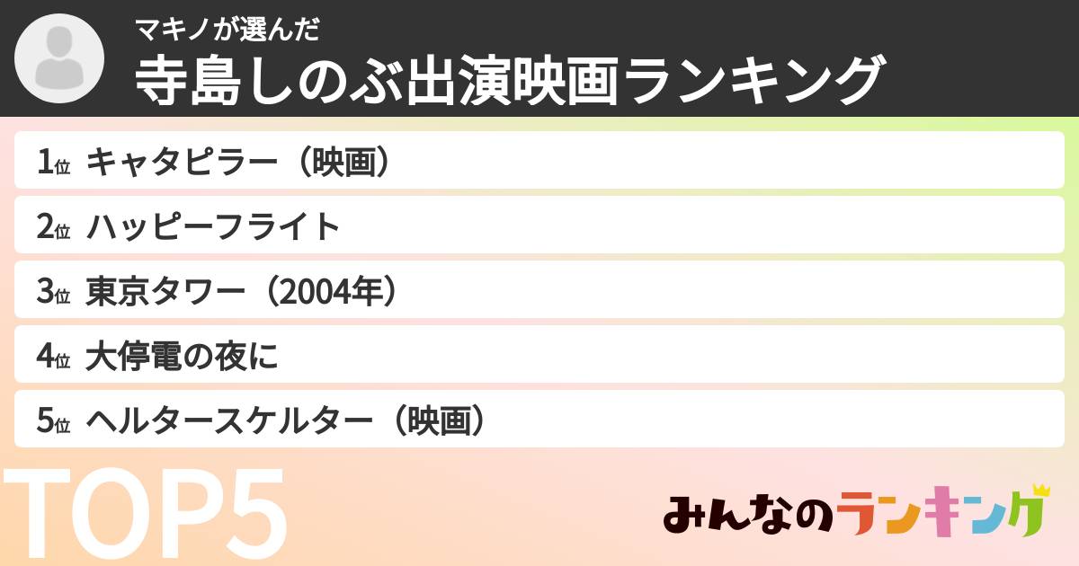 マキノさんの「寺島しのぶ出演映画ランキング」