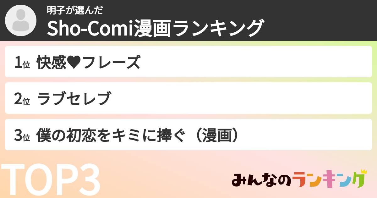 明子さんの「Sho-Comi漫画ランキング」