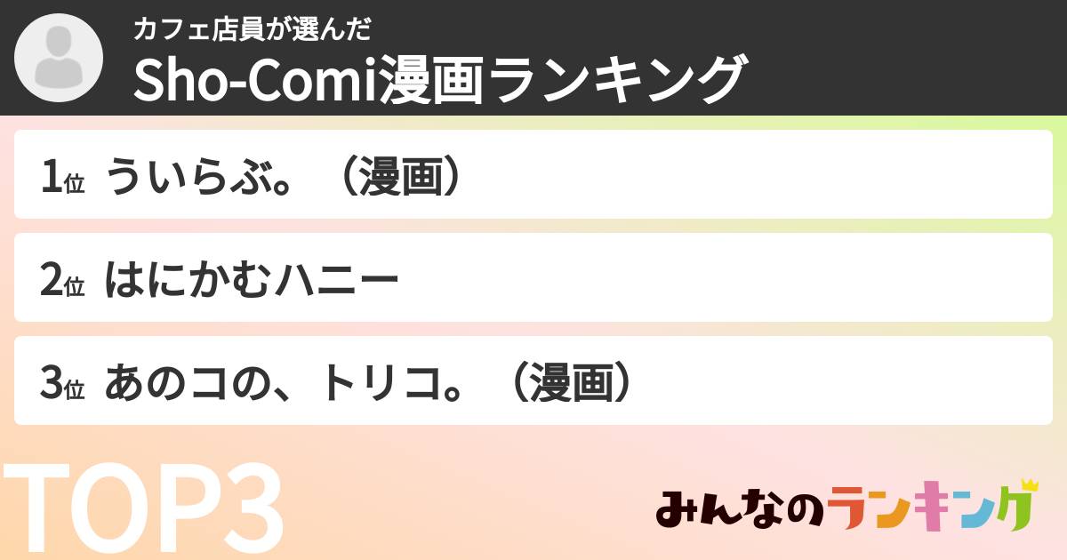 カフェ店員さんの「Sho-Comi漫画ランキング」