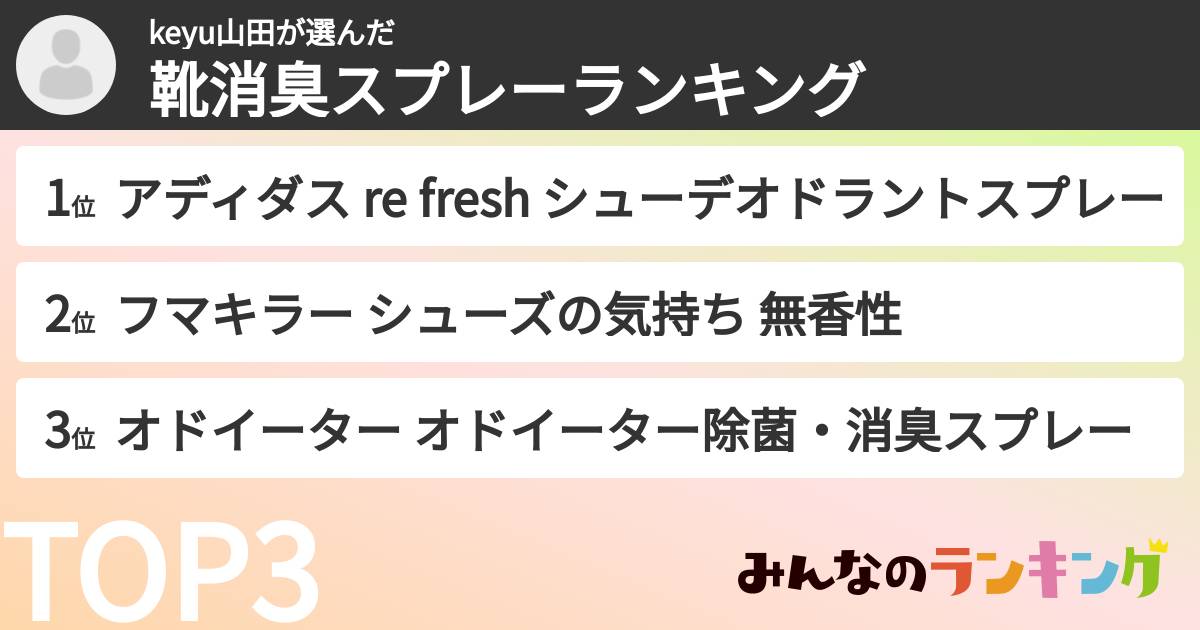 keyu山田さんの「靴消臭スプレーランキング」