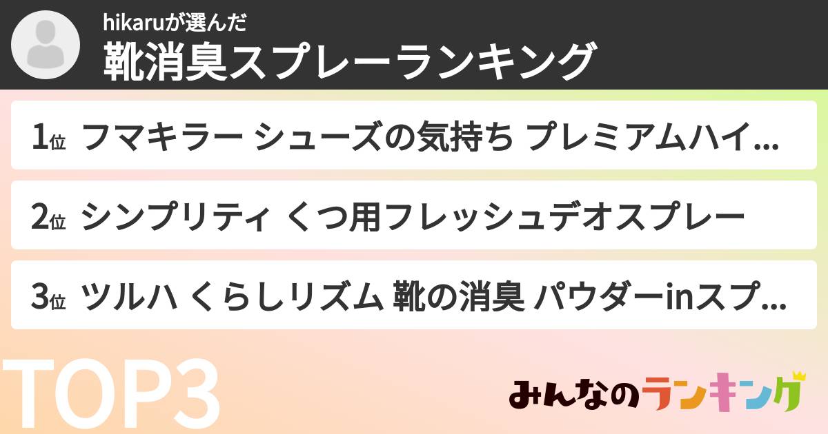 hikaruさんの「靴消臭スプレーランキング」