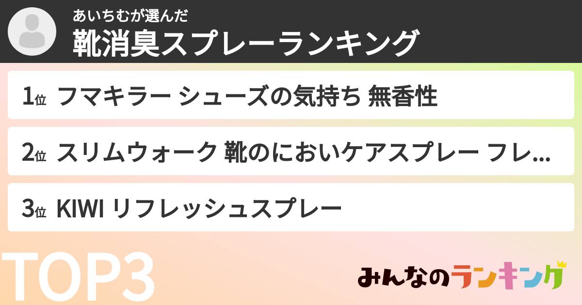 あいちむさんの「靴消臭スプレーランキング」