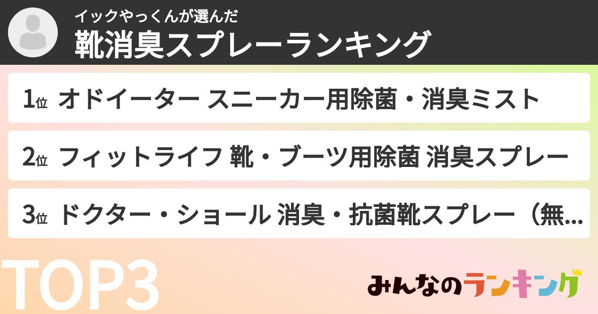 イックやっくんさんの「靴消臭スプレーランキング」