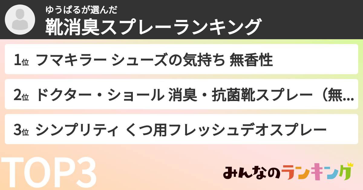 ゆうぱるさんの「靴消臭スプレーランキング」