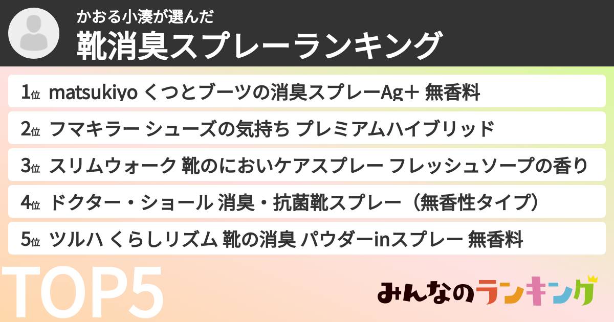 かおる小湊さんの「靴消臭スプレーランキング」