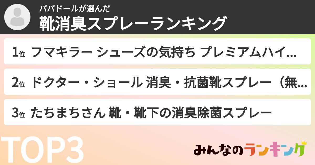 パパドールさんの「靴消臭スプレーランキング」
