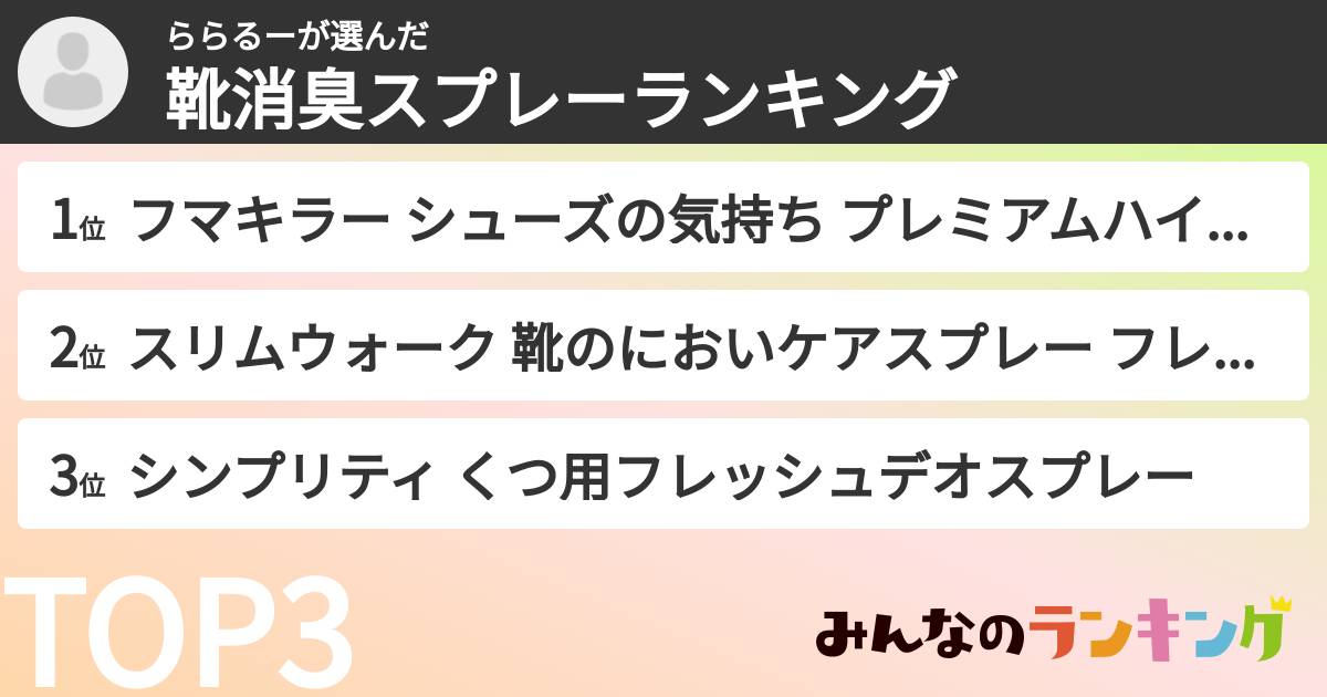 ららるーさんの「靴消臭スプレーランキング」