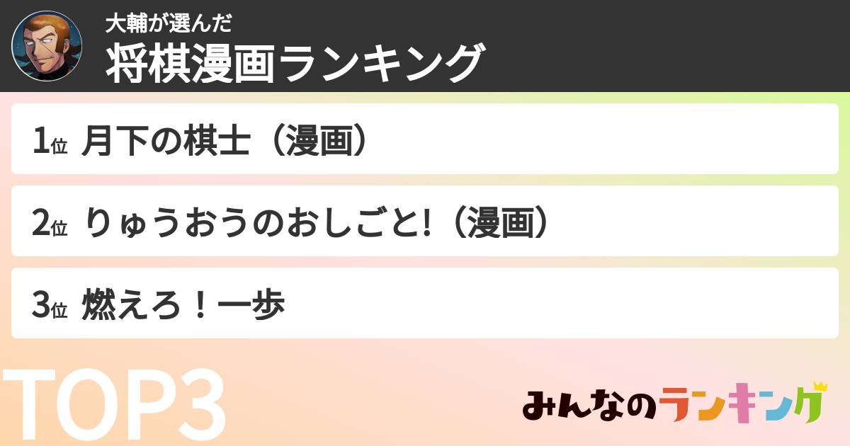 大輔さんの「将棋漫画ランキング」