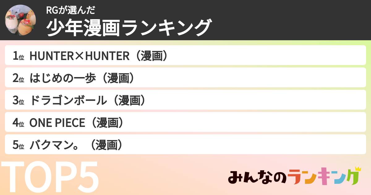 RGさんの「少年漫画ランキング」
