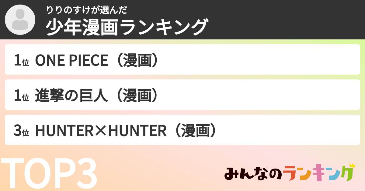りりのすけさんの「少年漫画ランキング」
