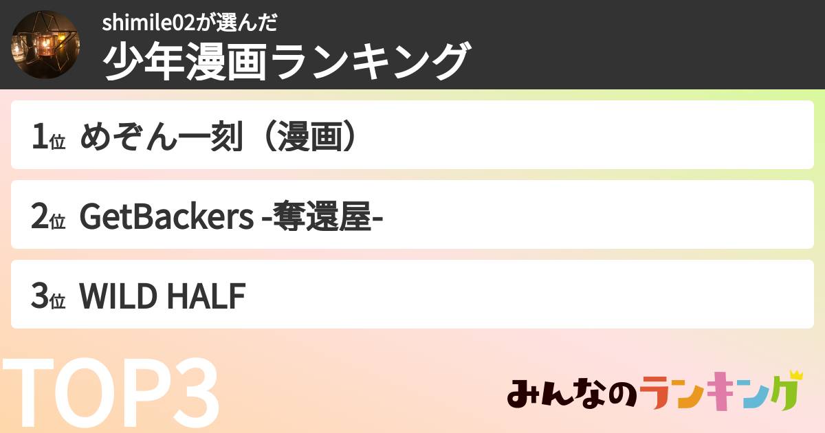 shimile02さんの「少年漫画ランキング」