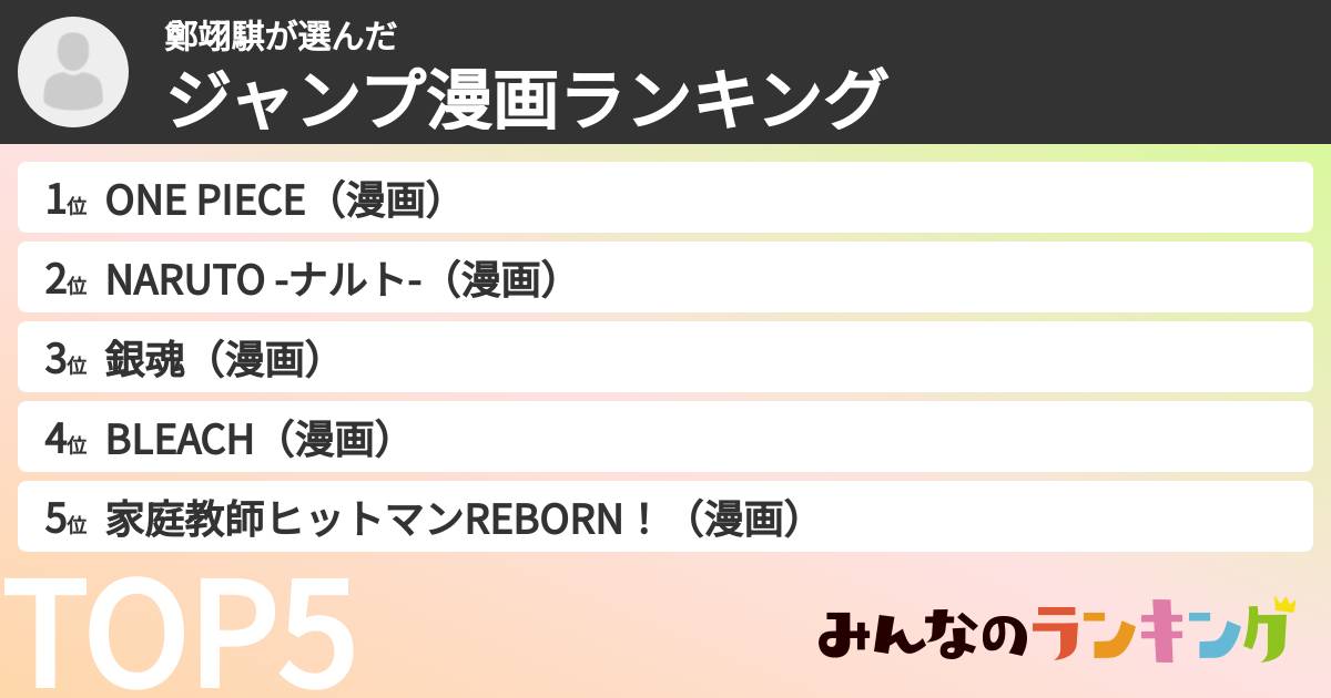 鄭翊騏さんの「ジャンプ漫画ランキング」