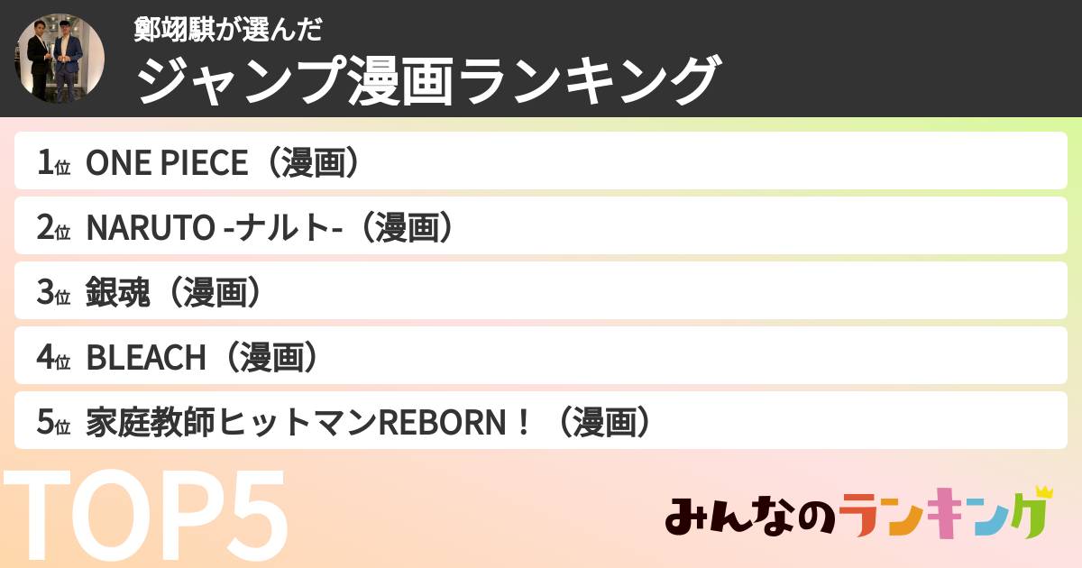 鄭翊騏さんの「ジャンプ漫画ランキング」