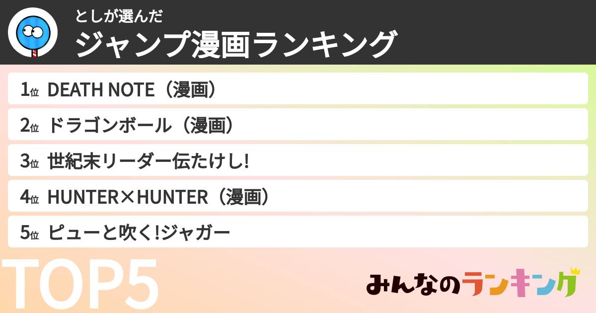 としさんの「ジャンプ漫画ランキング」