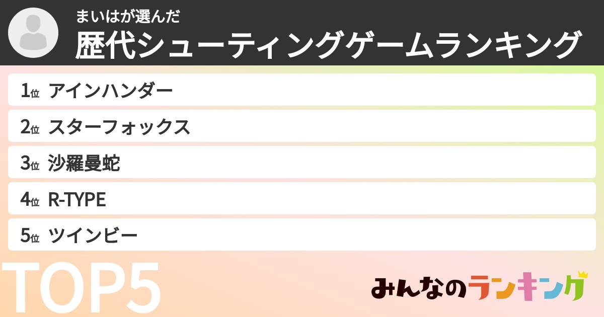 まいはさんの「歴代シューティングゲームランキング」